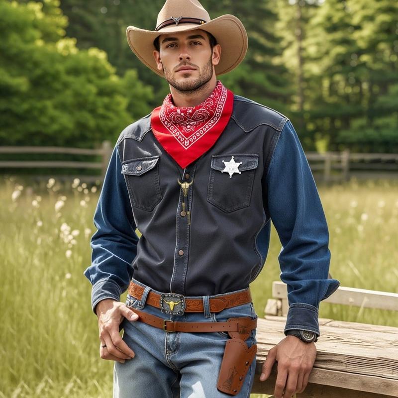 Abiti Western Cappelli da Cowboy Bandane Accessori Costume da Cowboy Western per Festa di Halloween Travestimento Gioco di Finzione