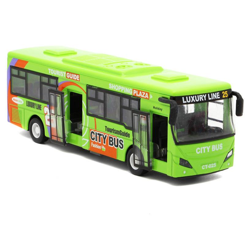 1/32 Scale City Double Decker Bus Toy Die Cast Pull Back Vehicles Mini Bus Model Car Toys Lights and Music