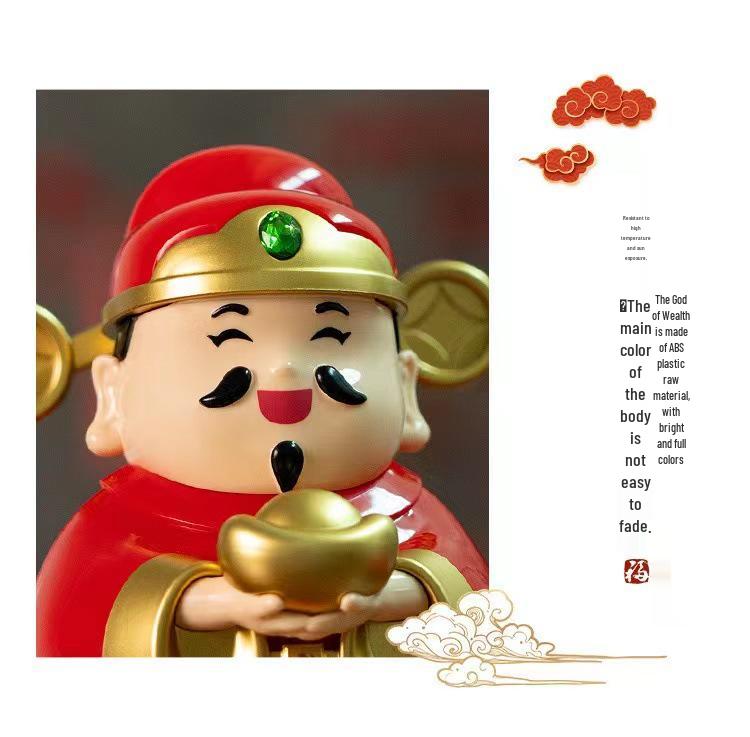 Cartoon God of Wealth Solar-Powered Desktop Ornament - New Year Gift