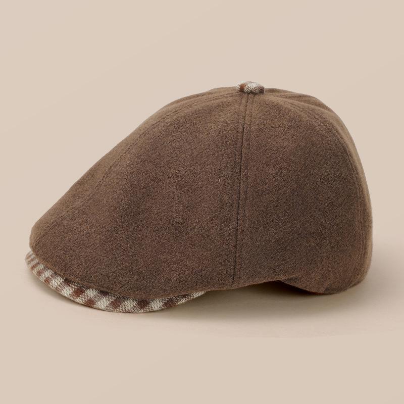 Artistic Japanese Retro Brown Newsboy Cap for Women with Large Head Circumference; Versatile, Face-Slimming, Trendy Wear.