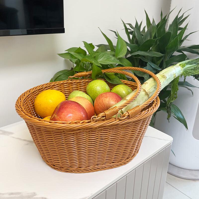 Oval Woven Storage & Picnic Basket with Handles