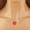 Nidin Simple Fashion Hope/I Love U Charm Pendant Necklace For Women Men Couples Heart Enamel Drip Oil Clavicle Chain Jewelry