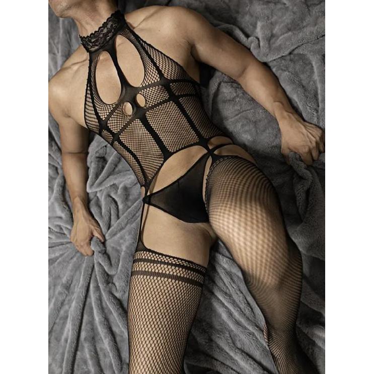 Fetish Club Wear Sissy Clothes Gay Man Stockings Boyfriend Funny Nightwear Lace Top Bodystockings for Men Costumes Male Lingerie