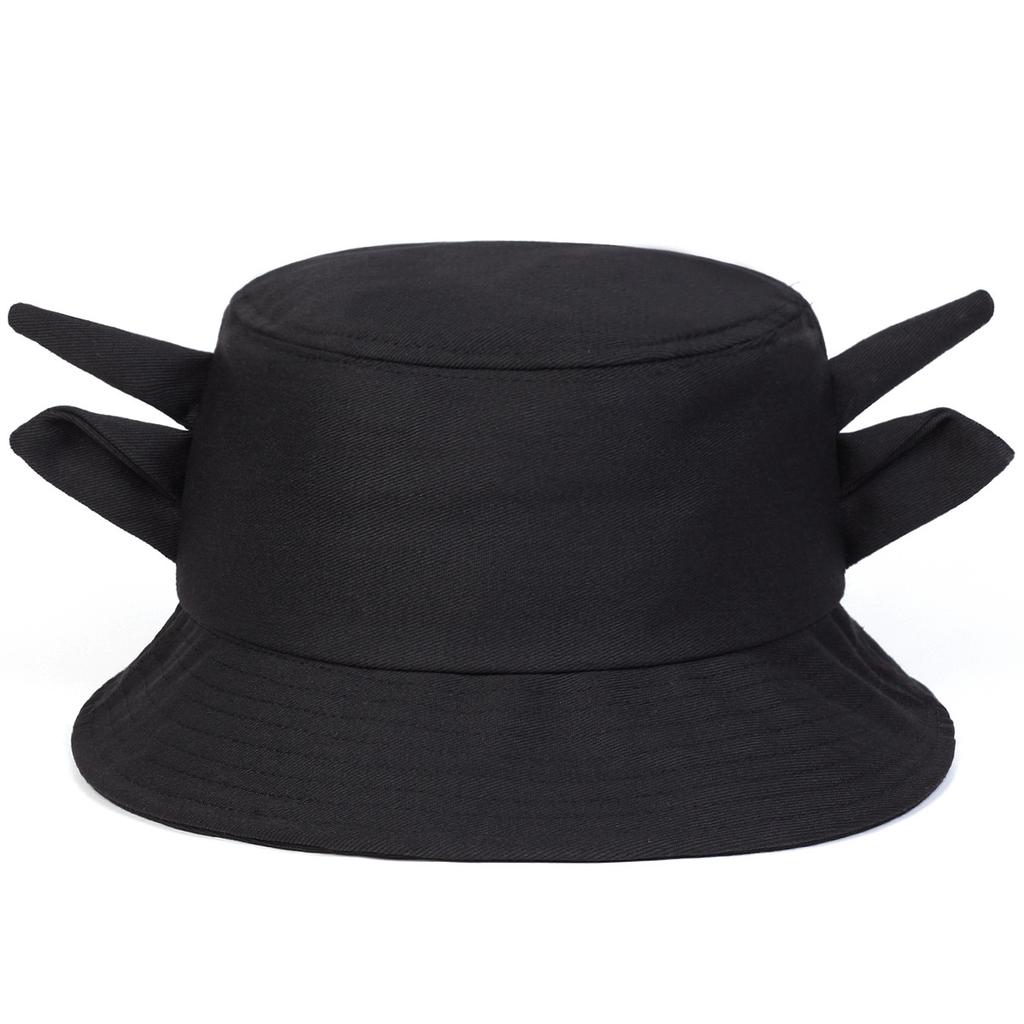 Horn Bucket Hat Korean Version Versatile Fashion Cute Cow Pattern Student Pot Hat