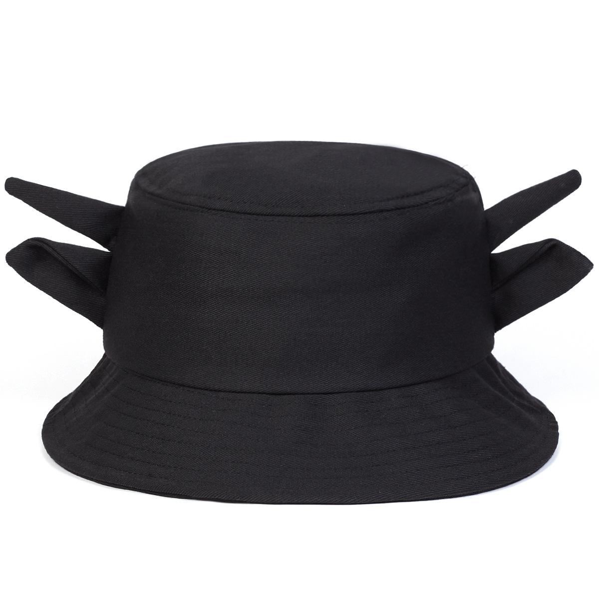 

Horn Bucket Hat Korean Version Versatile Fashion Cute Cow Pattern Student Pot Hat 56-58cm