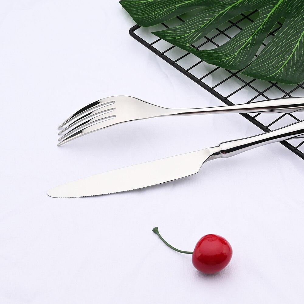 New Luxury 304 Stainless Steel Sliver Flatware Cutlery Set Food Knife Fork Spoon Western Dinnerware Tableware Set Kitchen Accessories