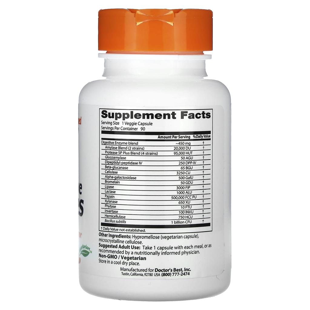 Doctor's Best, Verdauungsenzyme, 90 vegetarische Kapseln