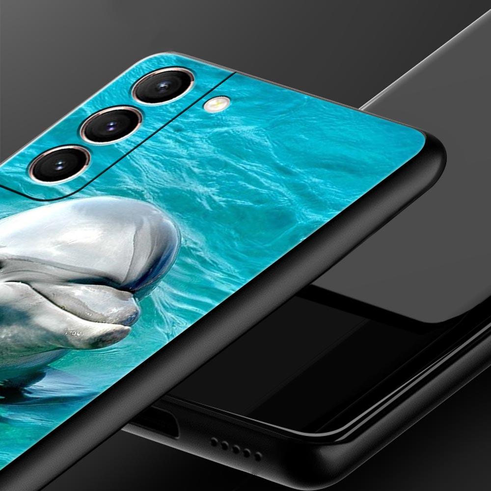 Ocean Animal Dolphin Phone Case For Samsung Galaxy S26 Ultra S25 Plus S24 FE S23 S22 5G S21 S20 Cover Black Soft