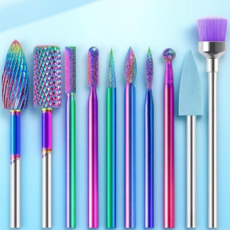 10Pcs Tungsten Carbide Nail Drill Bits Set for Manicure Pedicure Professional Home Use Nail Care Tools