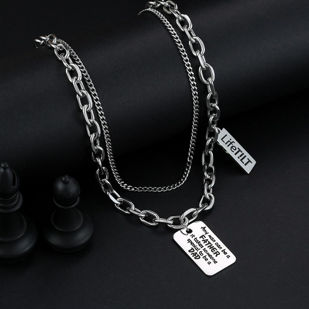 Unisex Retro Lightning Pendant Necklace: Titanium Steel European-American Trend