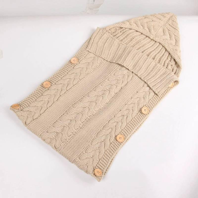 Color Solid Baby Hooded Sleeping Bag Knit Sweater Circle Antichill Buttons