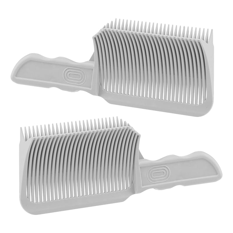 2 шт. Парикмахерские расчески для фейда Профессиональная расческа для стрижки волос Изогнутая позиционирующая расческа для стрижки волос Изогнутые позиционирующие расчески для машинки (серый+белый)