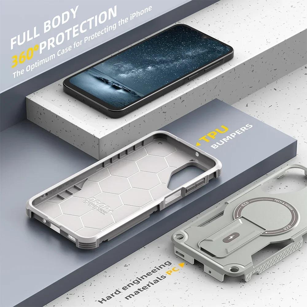 Armor Magnetic Case for Samsung Galaxy A56 A36 A26 A06 A05S A15 A14 5G4G S25Ultra Plus Magsafe Wireless Charge WIth holder Cover