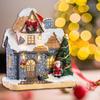 Christmas Decoration Village Houses with LED Light,Collectible Building Figurines Ornament for Home Fireplace Tabletop Gifts