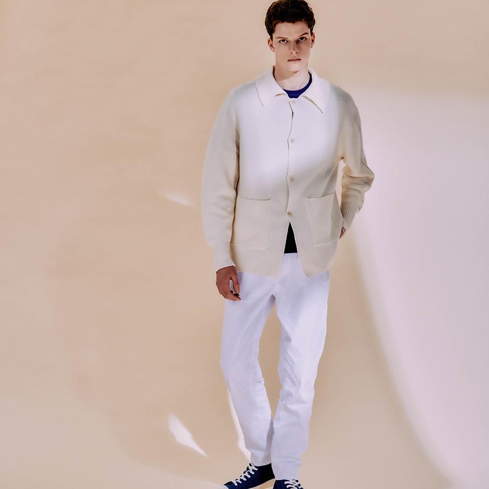 Edwardmax (Cream) Whole Garment Spring/Summer Cotton Cardigan