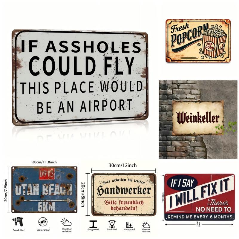 2D Flat Classic Retro Style Iron Wall Art Sign with Reinforced Durable Construction and Protective Coating