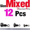 MNFT 12Pcs Fishing Swivels 3 Way Brass Alloy Cross-line Rolling Fishing Swivel Crane Tackle Connector Size L M S