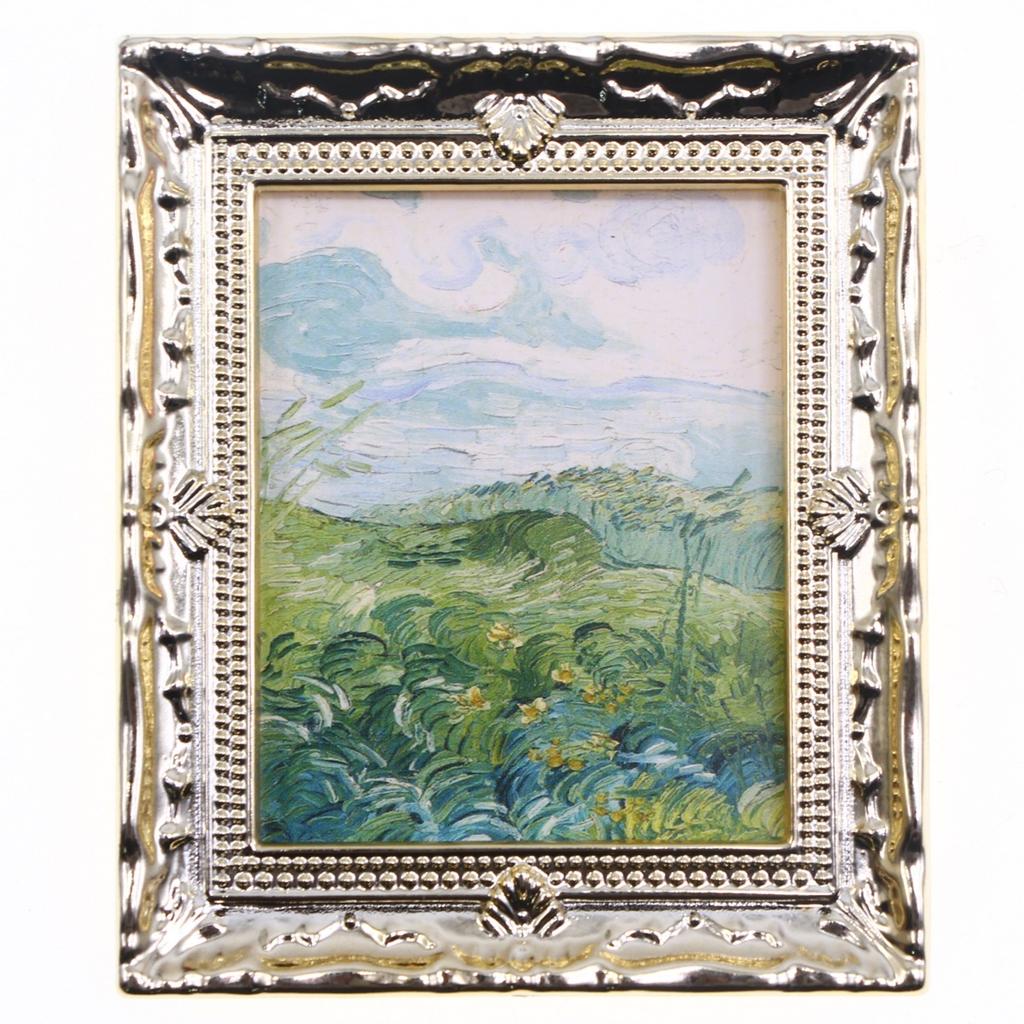 Vintage 1:12 Miniature Framed Pos Oil Painting Toys Doll Accessories Dollhouse Ornament Mural Wall Picture Miniaturas Casa