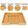 VaeFae Bamboo Silverware Organizer, Expandable Kitchen Drawer Organizer for Cutlery, Wooden Utensil Holder, Multifunctional Drawer Storage, 5-7 Compar