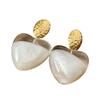 Yueer Zhang Heart Earrings: Unique White Resin, Bold Statement Niche Studs, Versatile & Stylish Design
