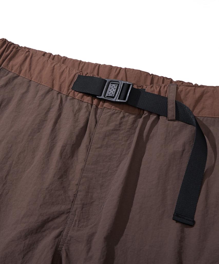 Kallapataleu Nylon Belted Back Out Pocket Cargo Pocket Shorts - Brown