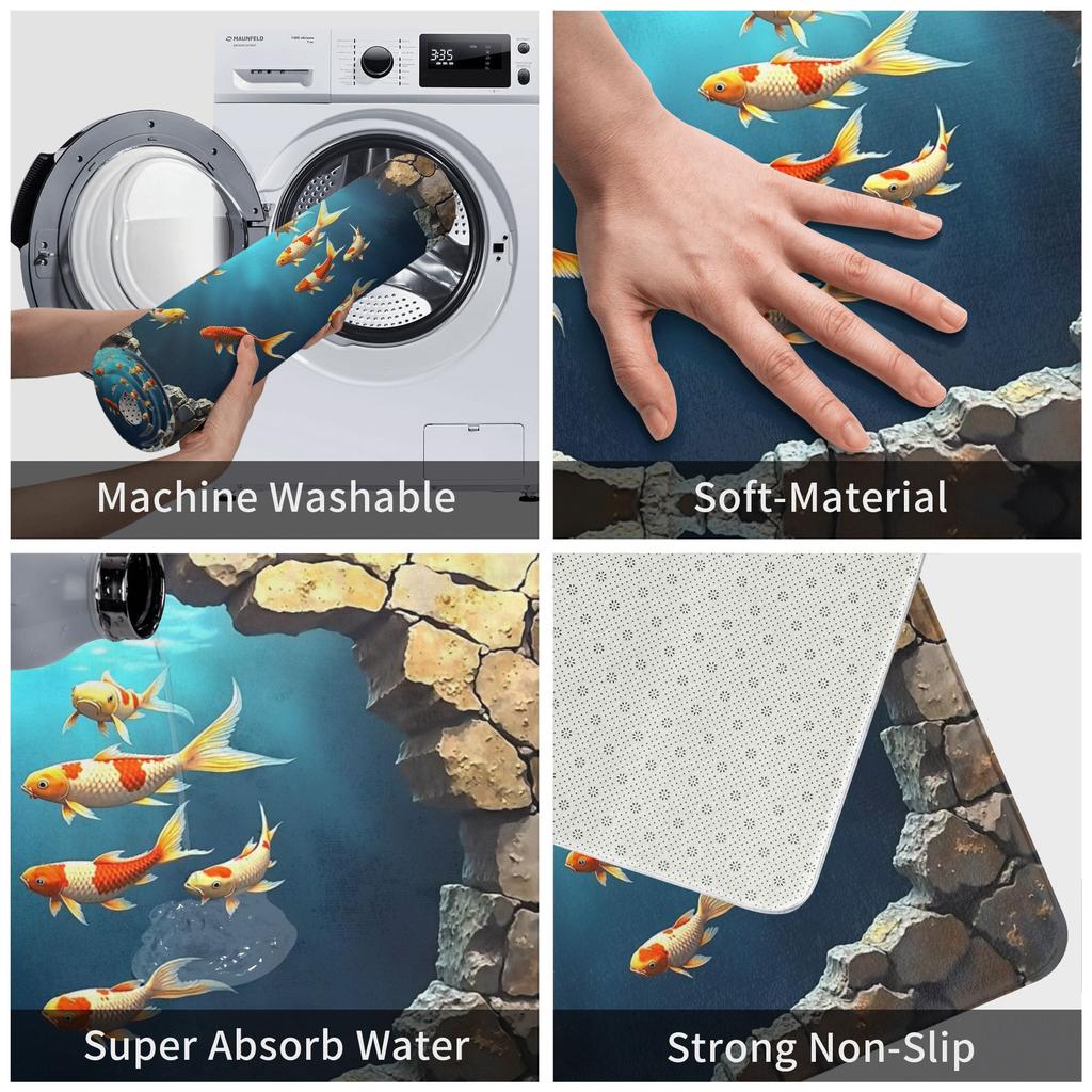 Vibrant Koi Fish Front Door Floor Entrance Mats Outdoor  Kitchen Bathroom Doormat Living Room Carpet Rug