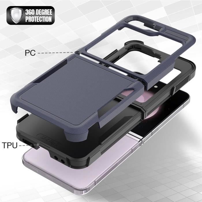 Coque pour Samsung Galaxy Z Flip 6 - Protection Robust Complète 360° Anti-rayures Antichoc - Bleu Marine