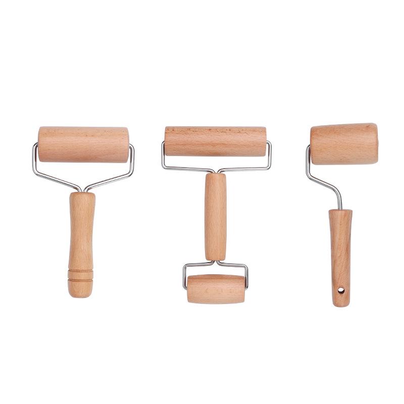 Beech Wood Double-Handled Rolling Pin for Baking and Dumpling Dough