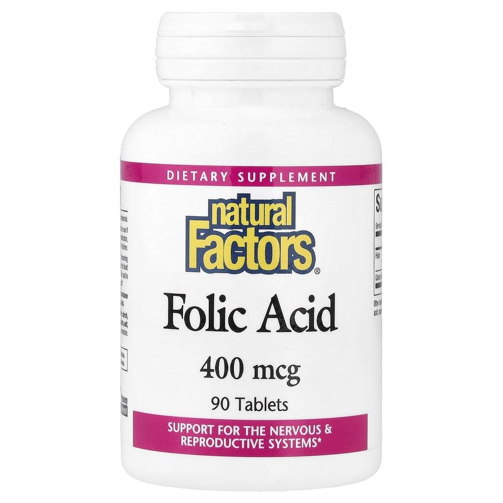 Natural Factors Folic Acid 400mcg 90 Tablets 400 mcg 4 pcs
