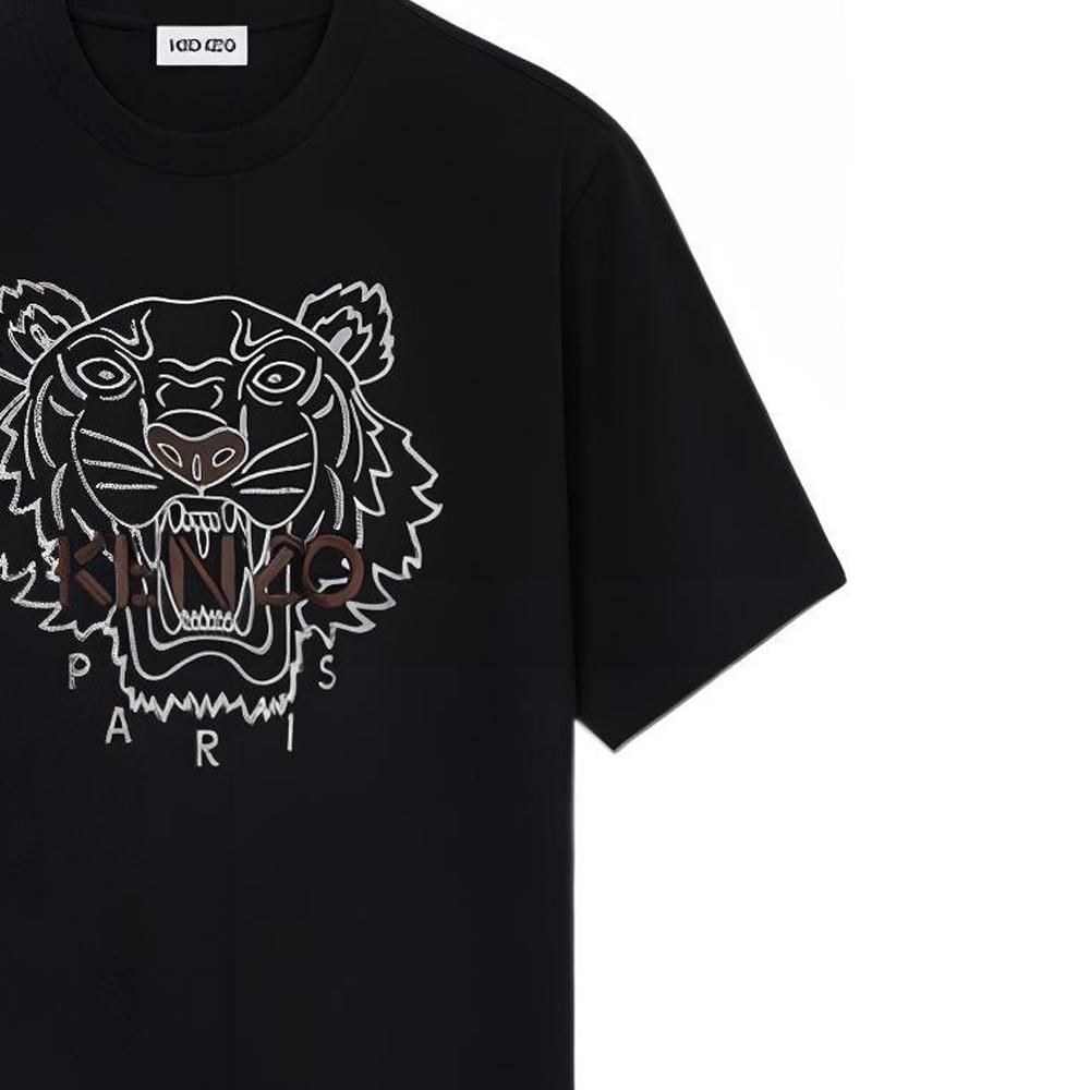 Kenzo Classic Tiger Head T-Shirts Men's Black Crew Neck Moderate Straight Fit FB65TS0894YF-99