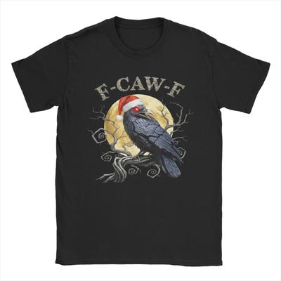 Funny Crow F-CAW-F Black Bird - Gothic Christmas Santa Hat Men T Shirts Beach O Neck Trendy Cool Tees Wholesale Big Size Tops