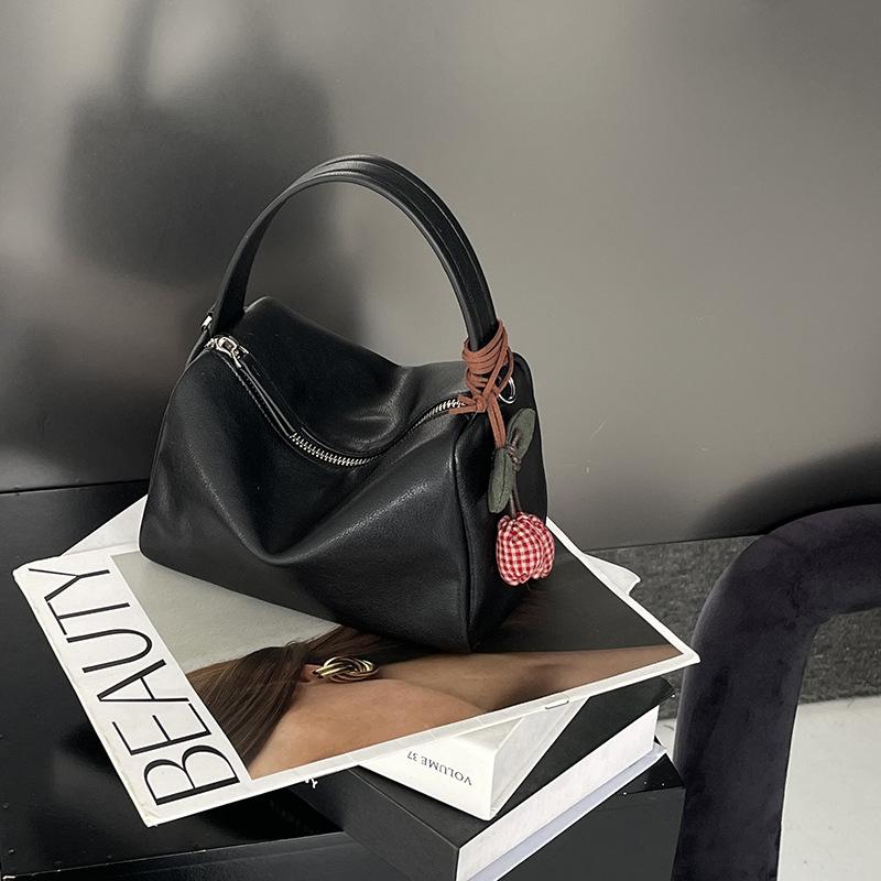 Large-capacity Genuine Leather Pillow Bag, Single-shoulder Crossbody Small Square Bag, Hand-held Lunch Box Bag