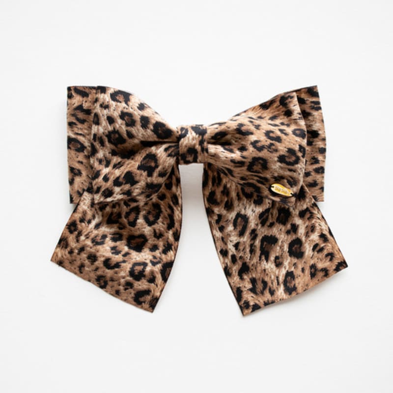 MERRYMOTIVE Leopard Pattern Double Ribbon Hairpin