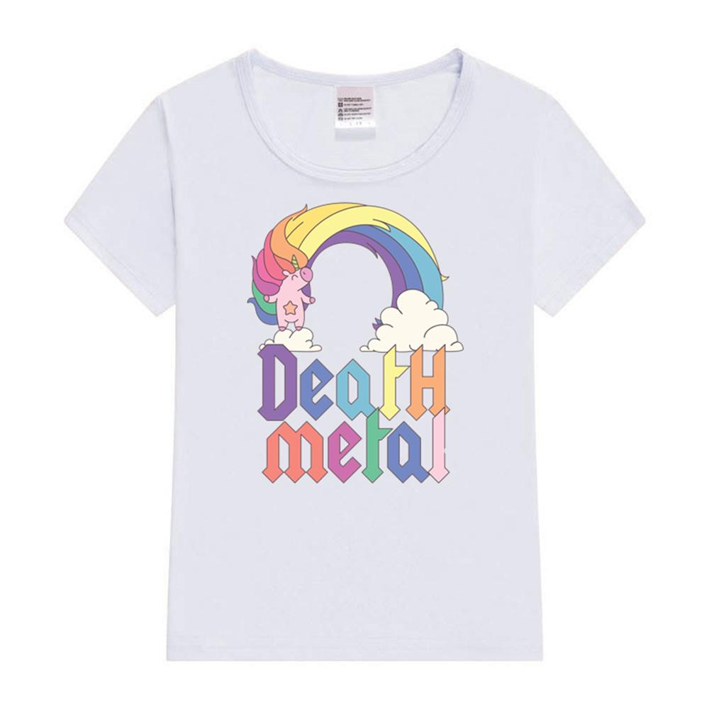 Funny Death Metal Unicorn Cute Rock Music Band Lover Baby TShirt Short Sleeves Sports Fashion Short Sleeves for Ages