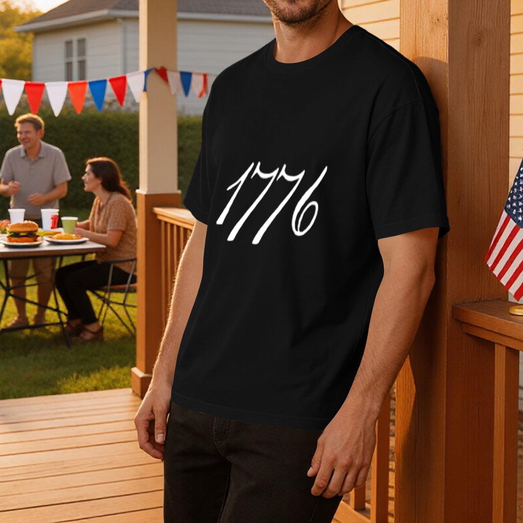 Men's 1776 Independence Day Ice Silk T-Shirt Casual Sport Short Sleeve Tee Lightweight Breathable Fabric Comfortable Fit