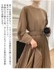 Formal Dress Essential for Autumn Outfits Butt Wide Pleated Waist Long Maxi Elegant Formal Wear [Collecala] - - Sleeves, Dress, Belt, A-Line Flare,