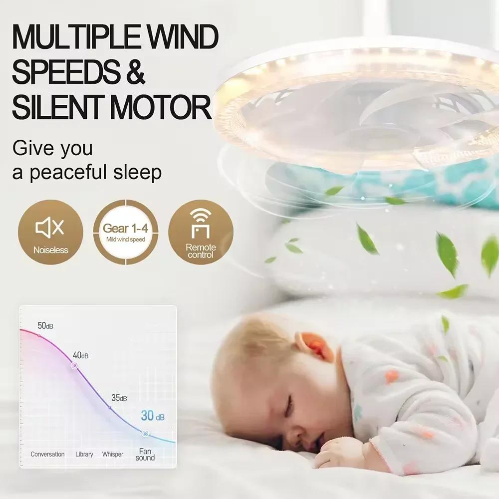 Modern Ceiling Fan With LED Light And Remote Control E27 Chandelier Fan Lamp 4 Speed Silent Powerful For Room Home Lighting