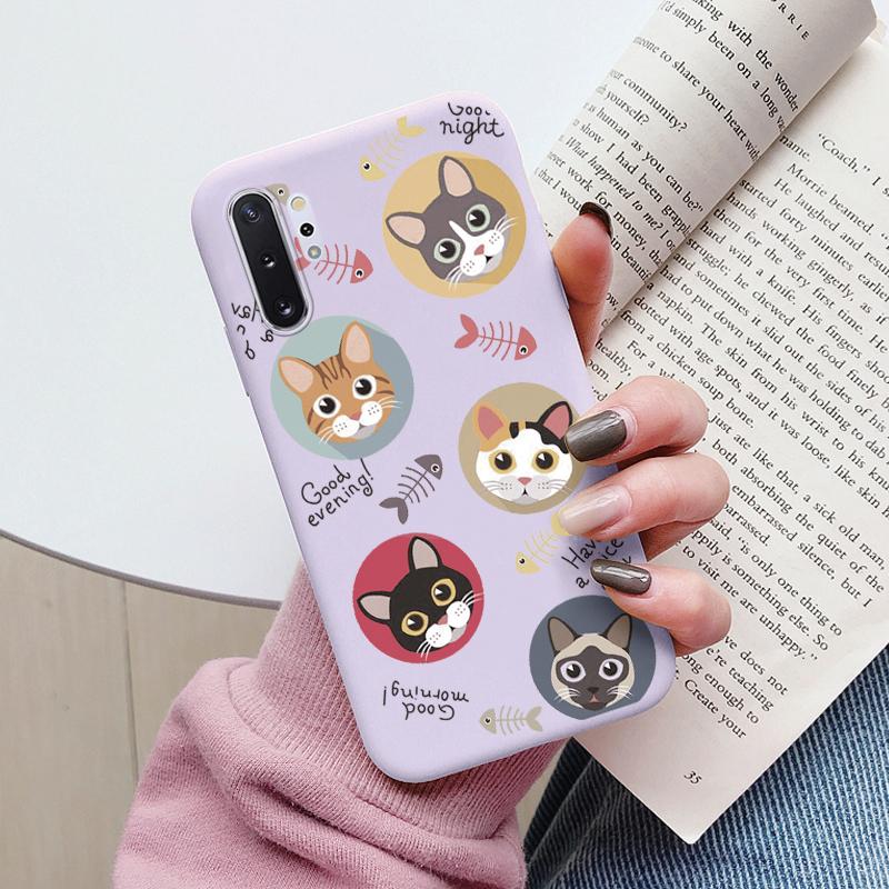 

For Samsung Galaxy Note 10 Note10 Plus Cover Cute Cartoons Heart Cat Soft TPU Shockproof Phone Case For Samsung Note 10 Fundas Note 10