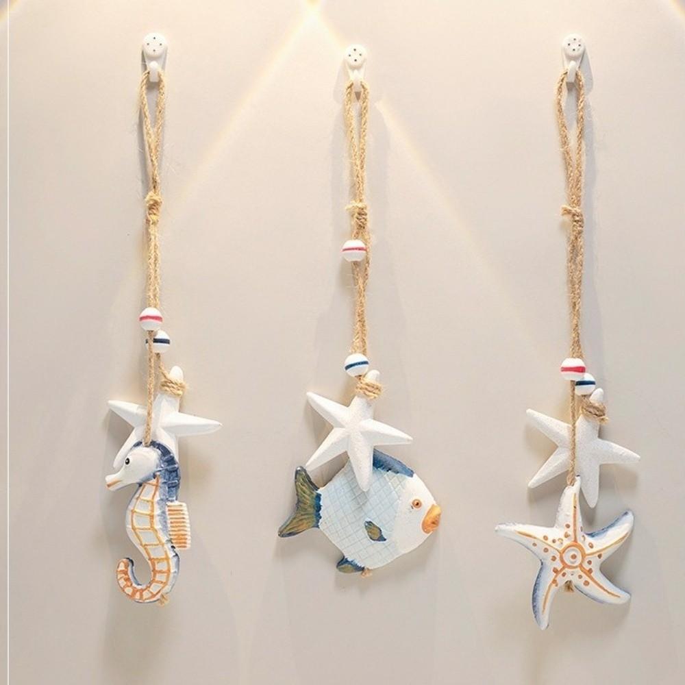 Jute Rope Wooden Pendant Mediterranean Sea Series Nautical Ornament Home Decoration