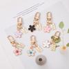 Cute Sweet Multicolour Five Leaves Flower Key Chains for Women Personality Backpack Protective Cover Pendant Keyring Friend Gift