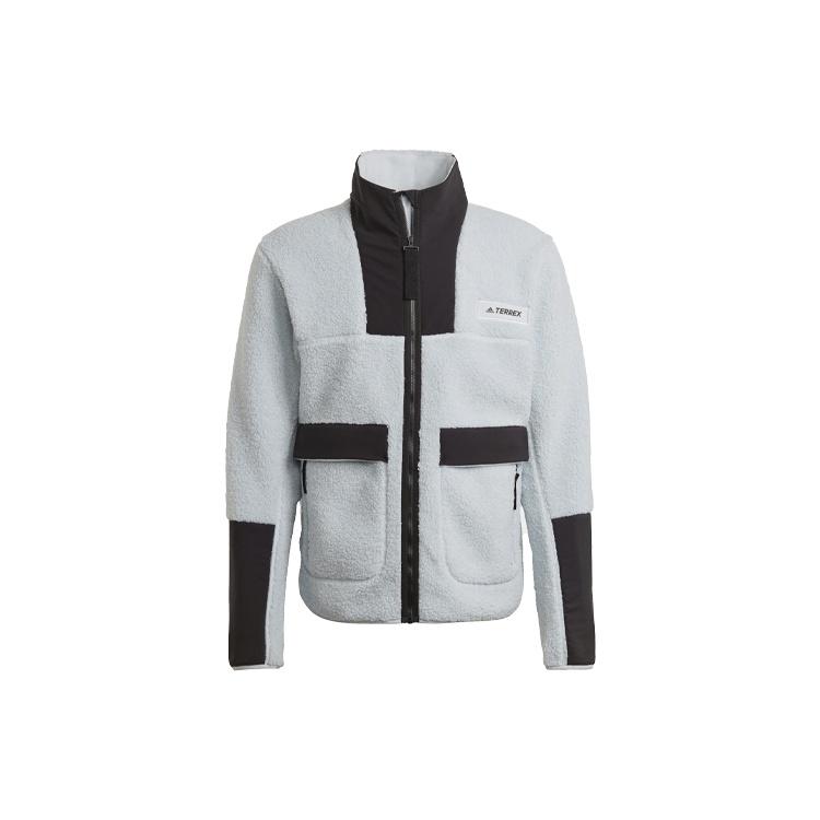 adidas Terrex Outdoor logo Sports Fleece Stand Collar Jacket Light Blue Men s GI7381 L