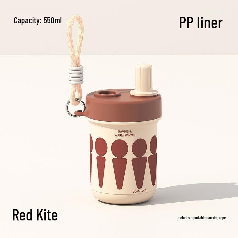 High-Value Portable Straw Cup with Lanyard, 304 Stainless Steel, Ideal for Cola and Coffee, Great Gift