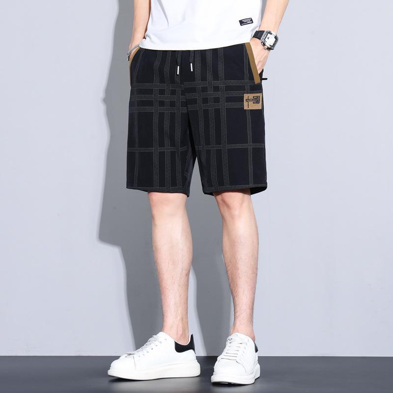 

Мужские шорты в китайскую вышитую клетку: Летний модный тренд 6XL золотой/чёрный