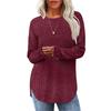 Autumn Women's Loose Fit Round Neck High Low Hem Long Sleeve Sweater Stylish Casual Top For Women Fashionable Fall Apparel