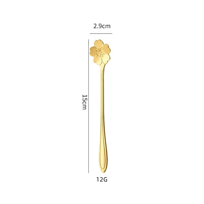 Stainless Steel Long Handle Cherry Blossom Coffee & Dessert Spoon