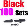 MNFT 100 Sets/Bag Carp Fishing Soft Rubbers Tail Tube Rubber Tubes Safety Lead Clips Quick Change Snap Q-Shaped Rolling Swivel