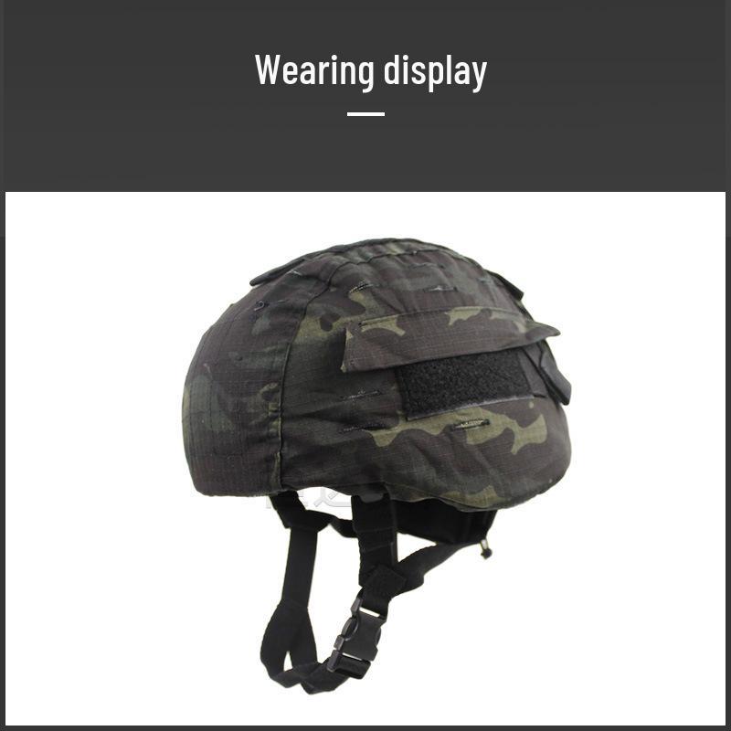MICH2000 Tactical Helmet Cover with CP Camouflage & Black MC Mickey Counterweight Accessory Pouch