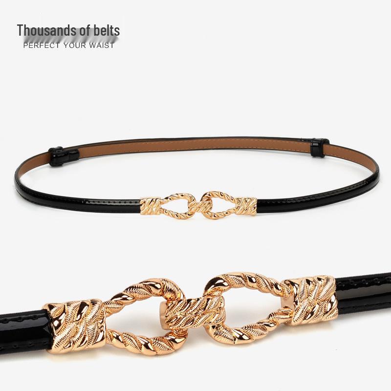Women s White Genuine Leather Adjustable Thin Belt - Versatile & Trendy Fashion Accessory