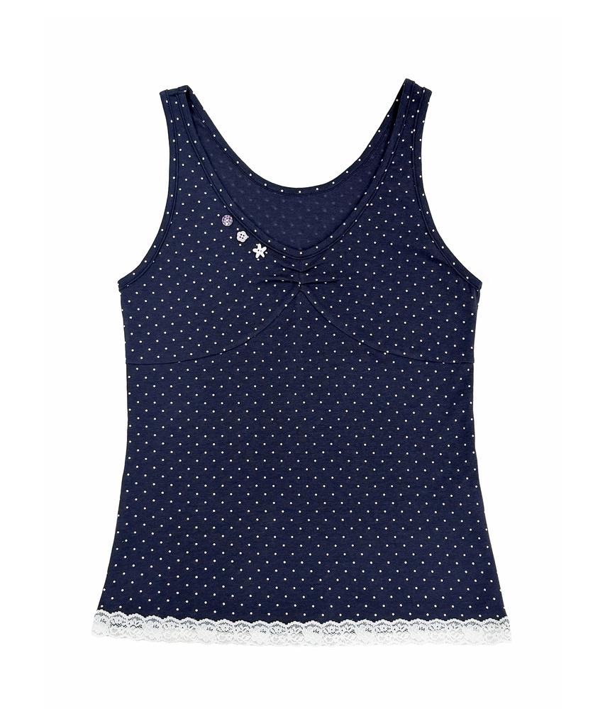 Naien Dot Button Lace Sleeveless