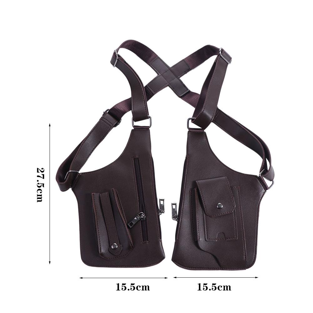 Luxury Underarm Strap Wallet Pocket Leather Strap Double Shoulder Pouch Mobile Phone Purse Wallet